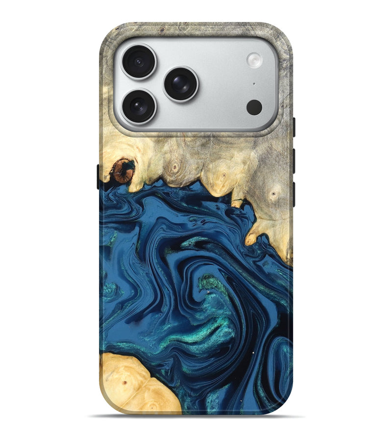 iPhone 18 Pro Max Wood Live Edge Phone Case - Lillian (Blue, 827876)