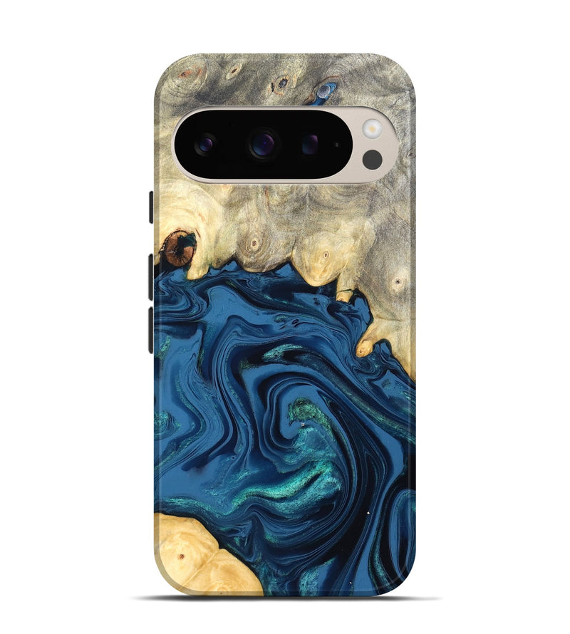 Pixel 9 Pro Wood Live Edge Phone Case - Lillian (Blue, 827876)