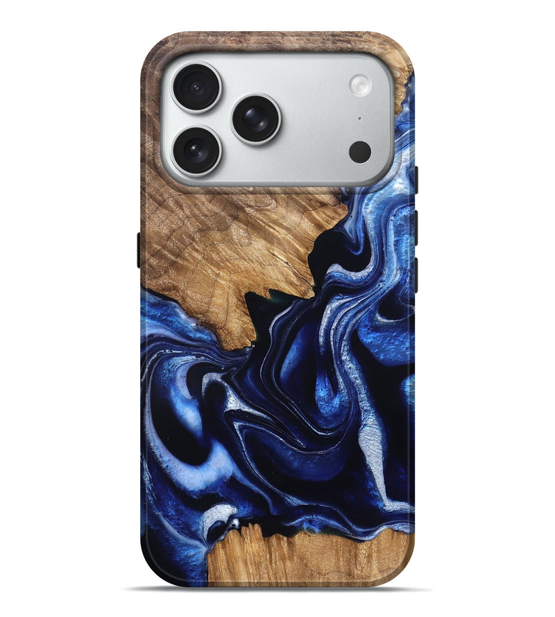 iPhone 18 Pro Max Wood Live Edge Phone Case - Melody (Blue, 827877)