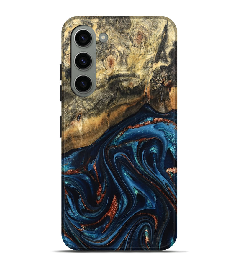 Galaxy S23 Plus Wood Live Edge Phone Case - Johana (Teal & Gold, 827880)