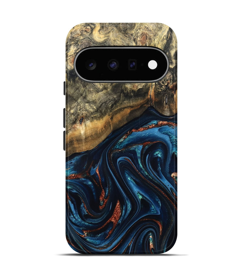 Pixel 11 Wood Live Edge Phone Case - Johana (Teal & Gold, 827880)