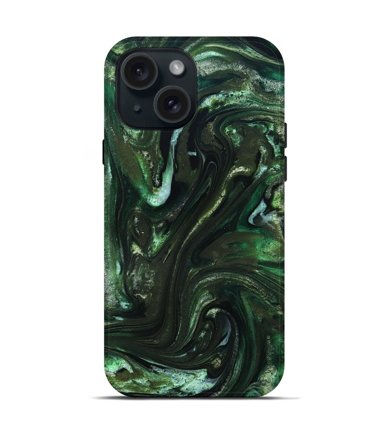 iPhone 15 ResinArt Live Edge Phone Case - Darnell (Green, 827881)