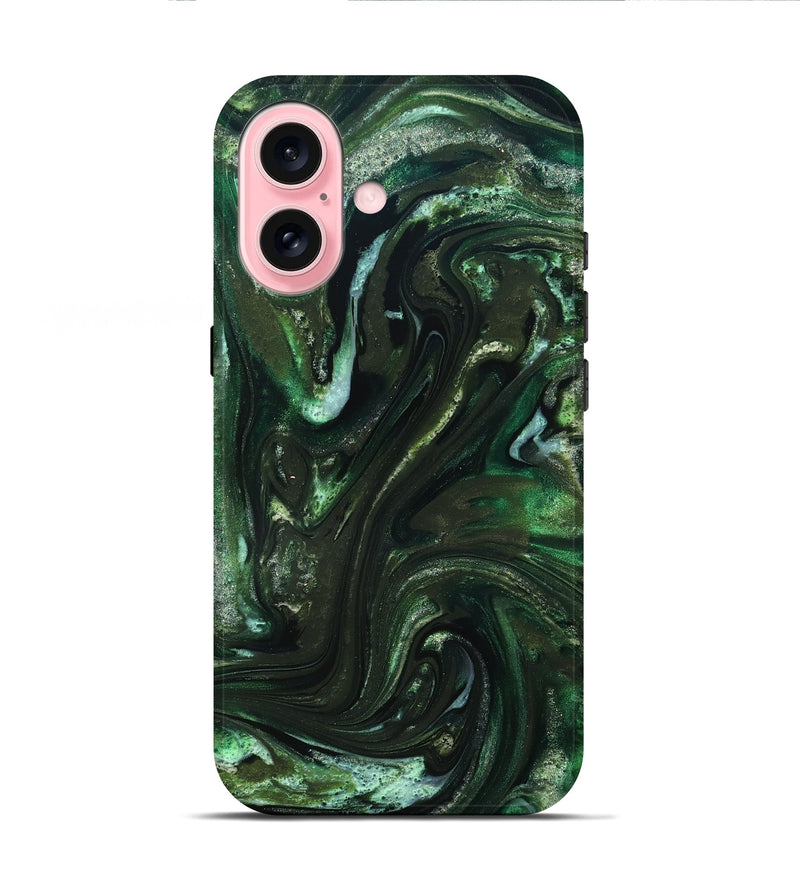 iPhone 16 ResinArt Live Edge Phone Case - Darnell (Green, 827881)