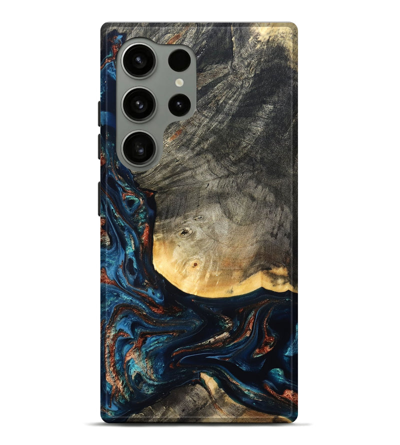 Galaxy S24 Ultra Wood Live Edge Phone Case - Jayne (Teal & Gold, 827882)