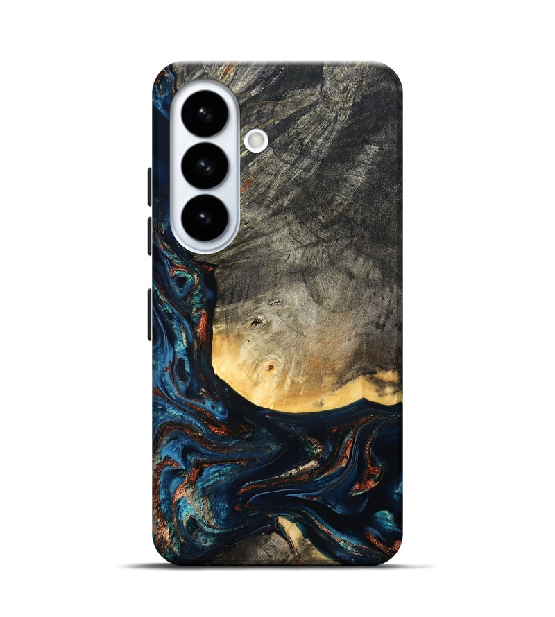 Galaxy S26 Wood Live Edge Phone Case - Jayne (Teal & Gold, 827882)