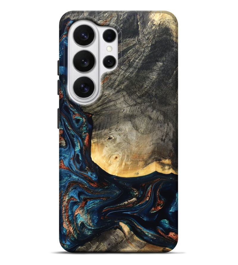 Galaxy S26 Ultra Wood Live Edge Phone Case - Jayne (Teal & Gold, 827882)
