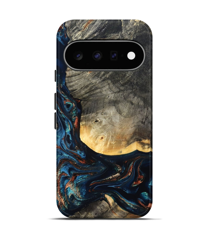 Pixel 11 Wood Live Edge Phone Case - Jayne (Teal & Gold, 827882)
