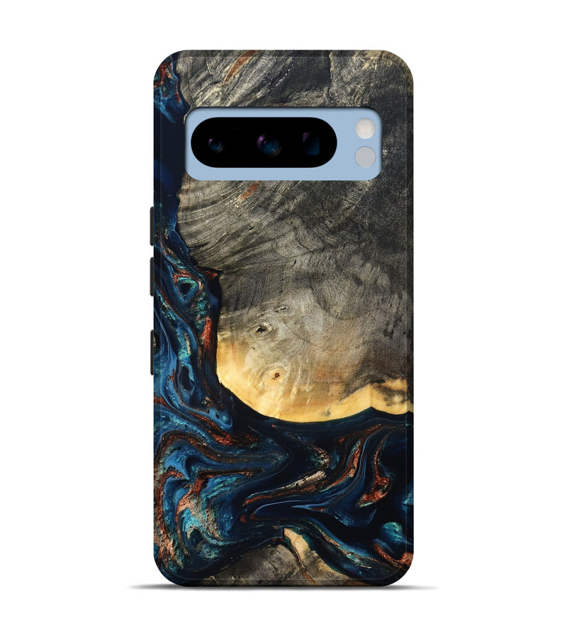 Pixel 8 Pro Wood Live Edge Phone Case - Jayne (Teal & Gold, 827882)