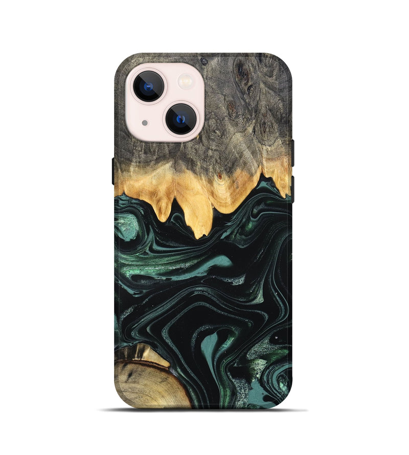 iPhone 13 mini Wood Live Edge Phone Case - Kya (Green, 827883)