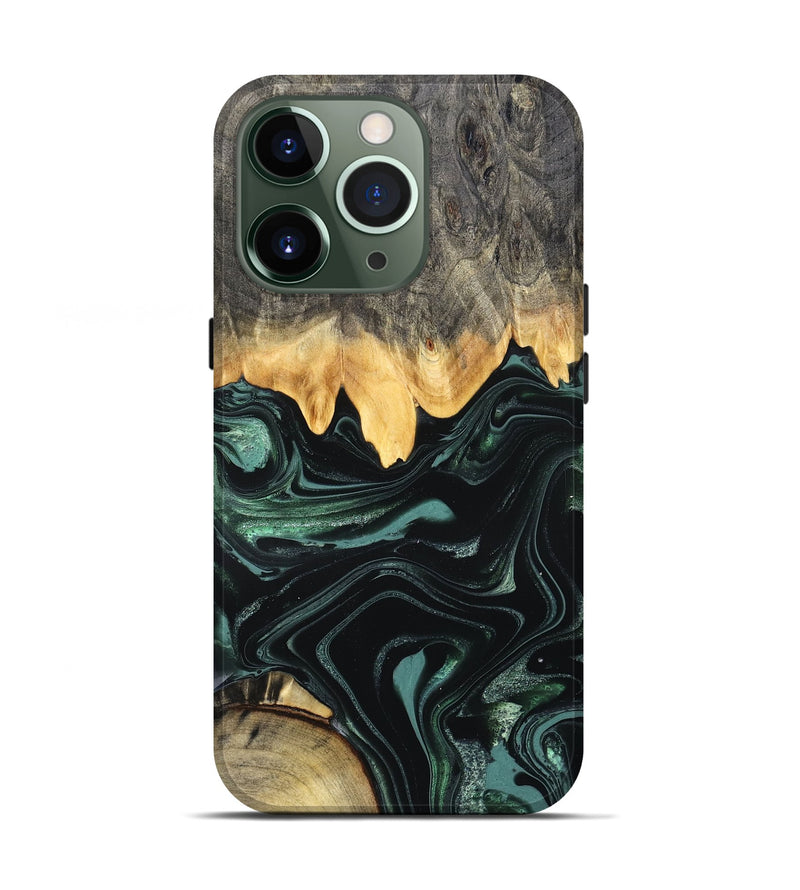 iPhone 13 Pro Wood Live Edge Phone Case - Kya (Green, 827883)