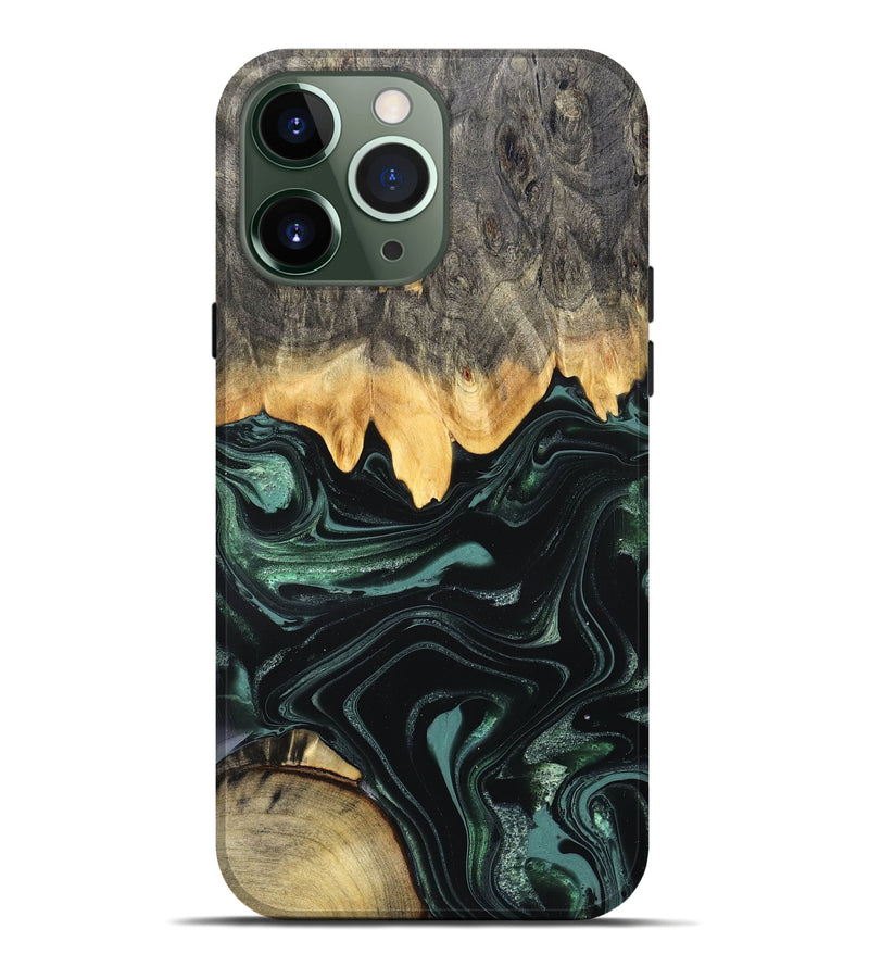 iPhone 13 Pro Max Wood Live Edge Phone Case - Kya (Green, 827883)