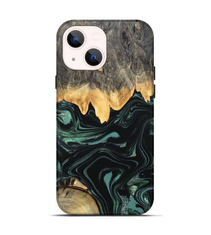 iPhone 14 Wood Live Edge Phone Case - Kya (Green, 827883)