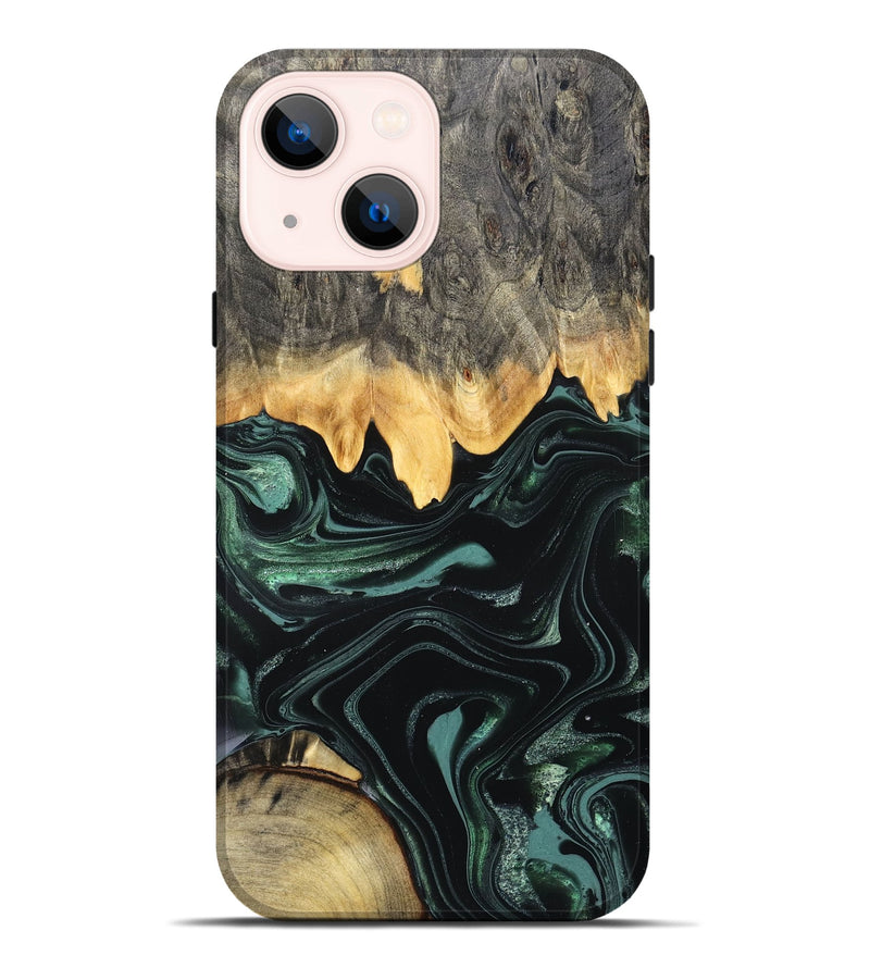iPhone 14 Plus Wood Live Edge Phone Case - Kya (Green, 827883)
