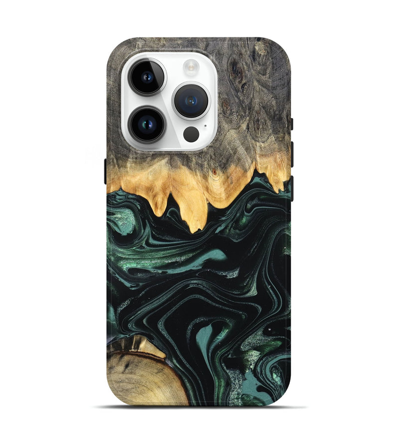 iPhone 15 Pro Wood Live Edge Phone Case - Kya (Green, 827883)