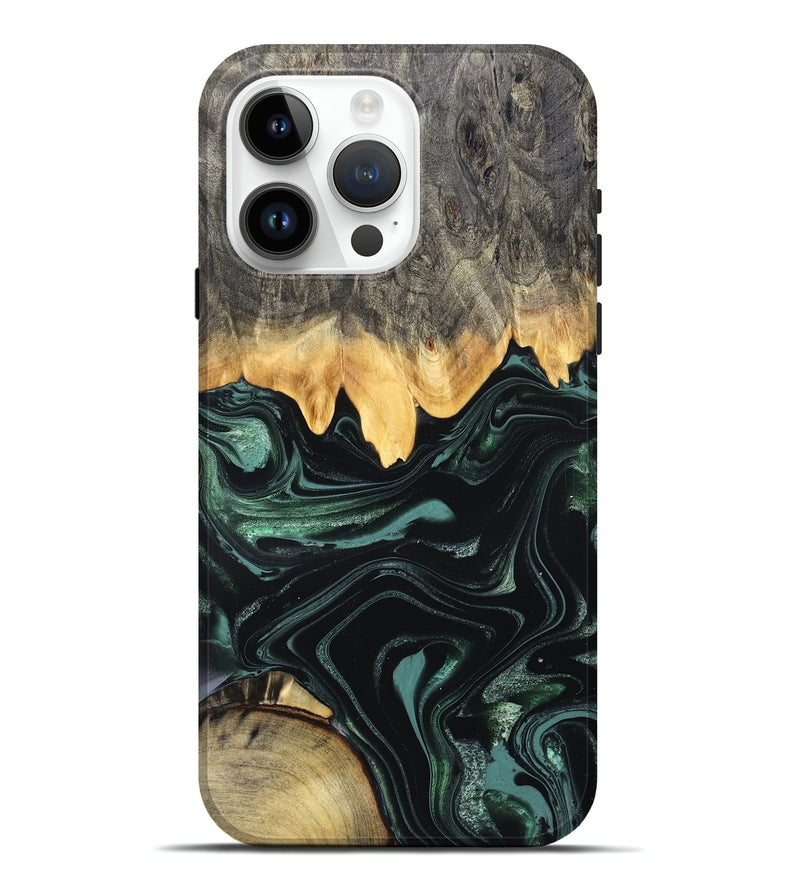 iPhone 15 Pro Max Wood Live Edge Phone Case - Kya (Green, 827883)