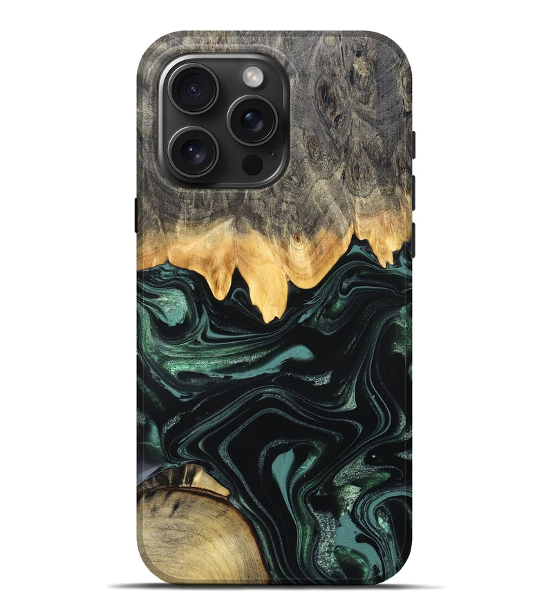 iPhone 16 Pro Max Wood Live Edge Phone Case - Kya (Green, 827883)