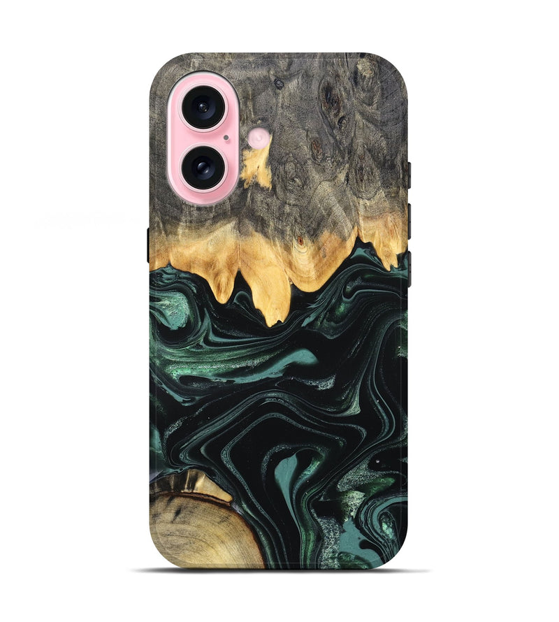iPhone 17 Wood Live Edge Phone Case - Kya (Green, 827883)
