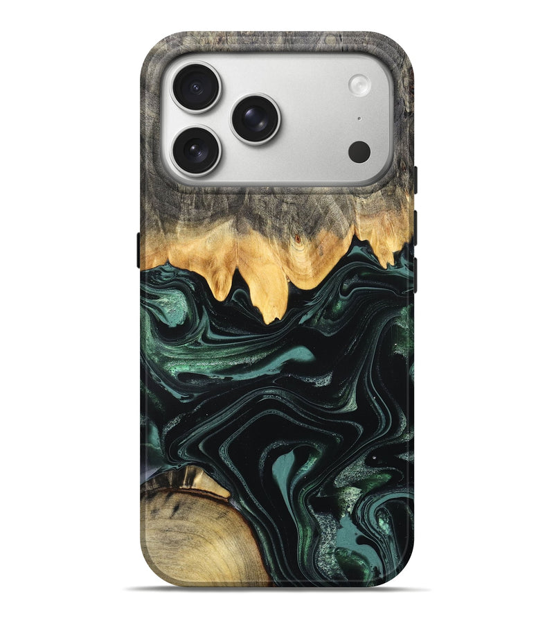 iPhone 17 Pro Max Wood Live Edge Phone Case - Kya (Green, 827883)
