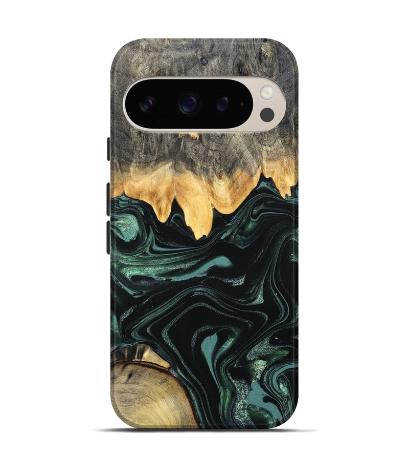 Pixel 9 Wood Live Edge Phone Case - Kya (Green, 827883)