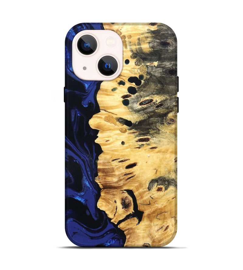 iPhone 14 Wood Live Edge Phone Case - Rylie (Blue, 827885)