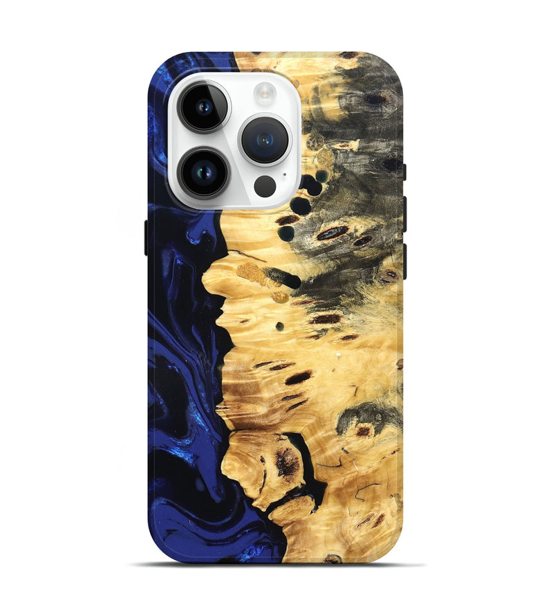 iPhone 15 Pro Wood Live Edge Phone Case - Rylie (Blue, 827885)