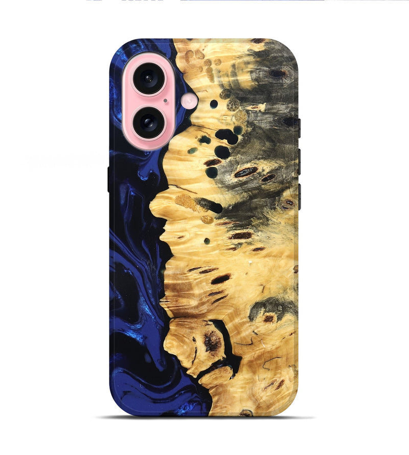 iPhone 16 Wood Live Edge Phone Case - Rylie (Blue, 827885)