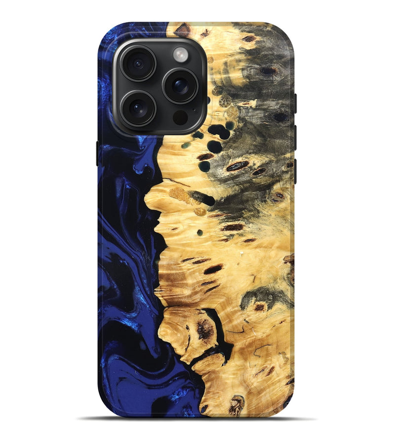 iPhone 16 Pro Max Wood Live Edge Phone Case - Rylie (Blue, 827885)