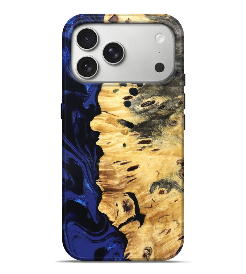 iPhone 17 Pro Max Wood Live Edge Phone Case - Rylie (Blue, 827885)