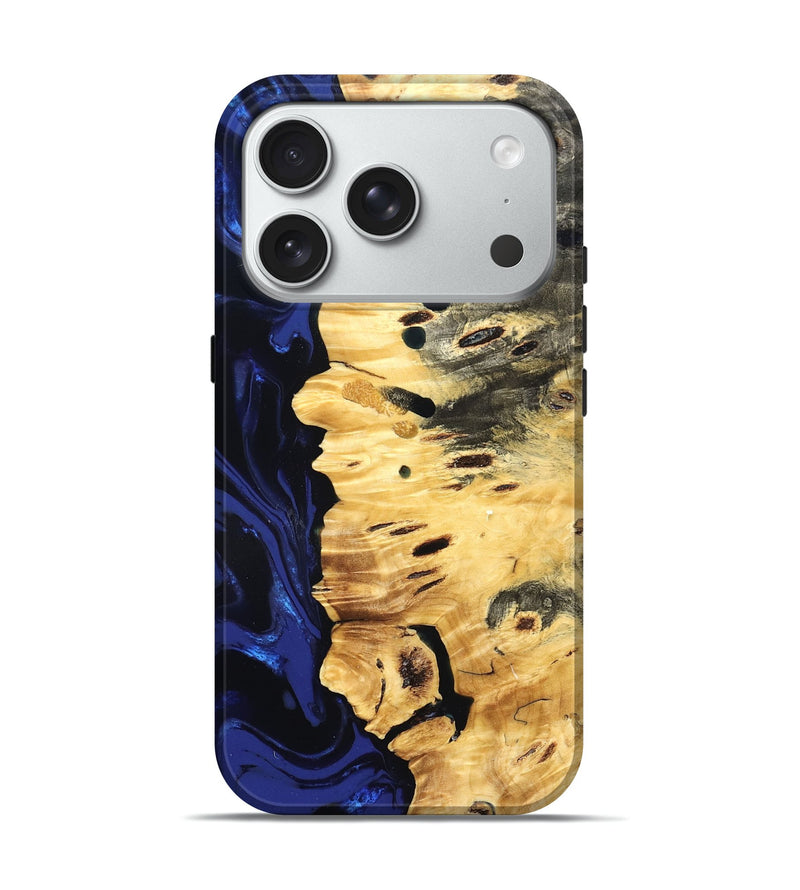 iPhone 18 Pro Wood Live Edge Phone Case - Rylie (Blue, 827885)