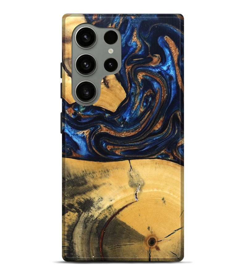 Galaxy S24 Ultra Wood Live Edge Phone Case - Cathy (Teal & Gold, 827886)