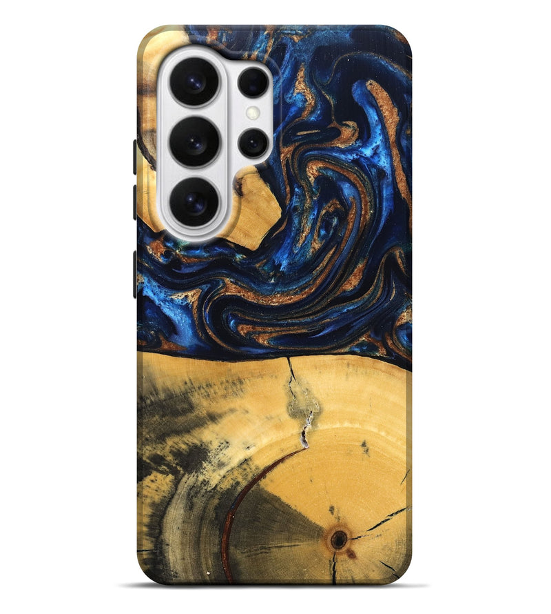 Galaxy S26 Ultra Wood Live Edge Phone Case - Cathy (Teal & Gold, 827886)