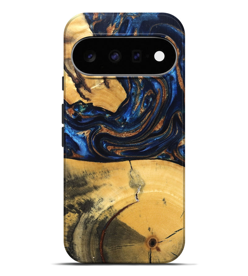 Pixel 11 Pro XL Wood Live Edge Phone Case - Cathy (Teal & Gold, 827886)