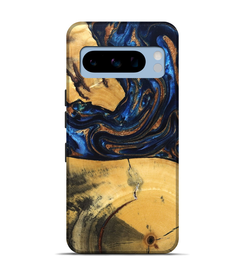 Pixel 8 Pro Wood Live Edge Phone Case - Cathy (Teal & Gold, 827886)
