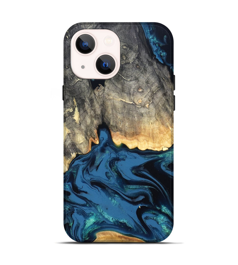 iPhone 14 Wood Live Edge Phone Case - Makala (Blue, 827888)