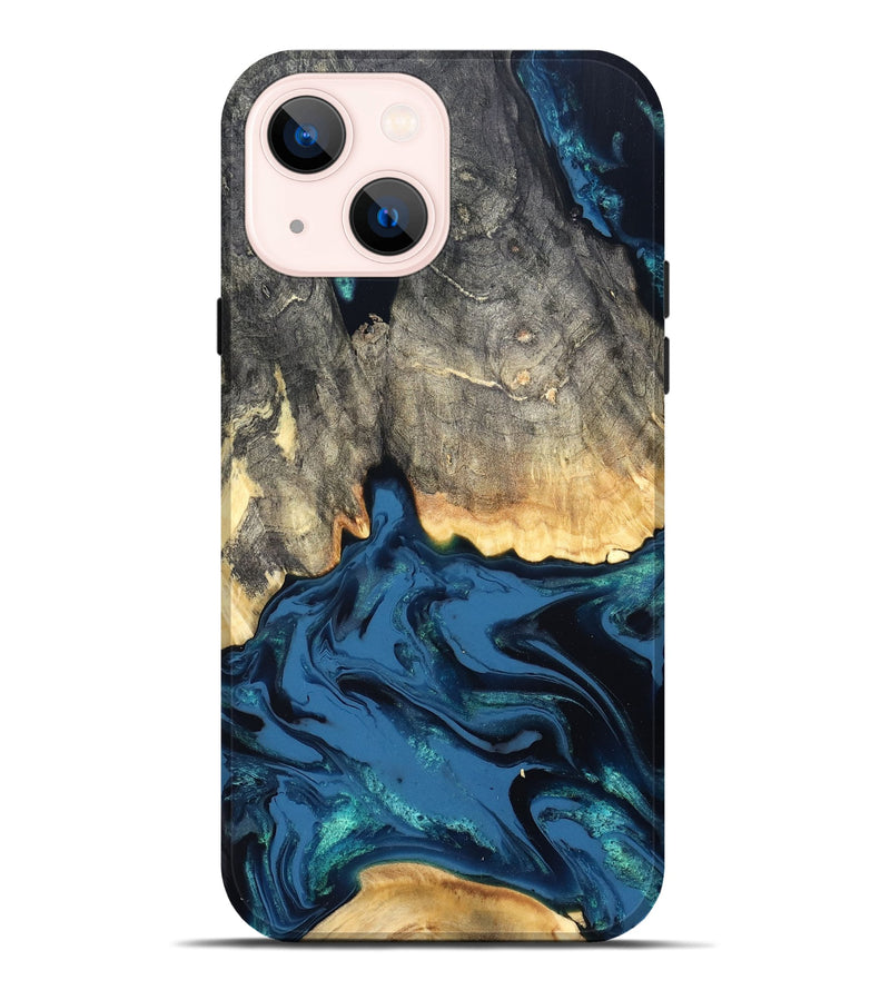 iPhone 14 Plus Wood Live Edge Phone Case - Makala (Blue, 827888)