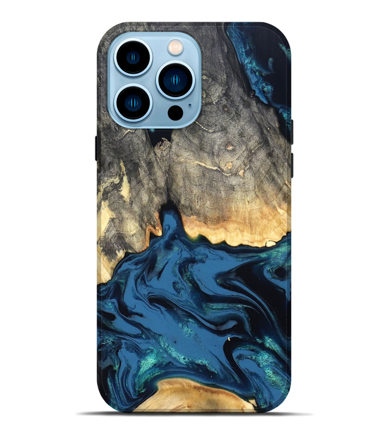 iPhone 14 Pro Max Wood Live Edge Phone Case - Makala (Blue, 827888)