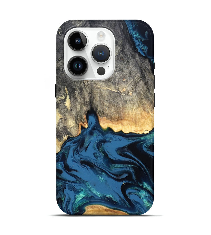 iPhone 15 Pro Wood Live Edge Phone Case - Makala (Blue, 827888)