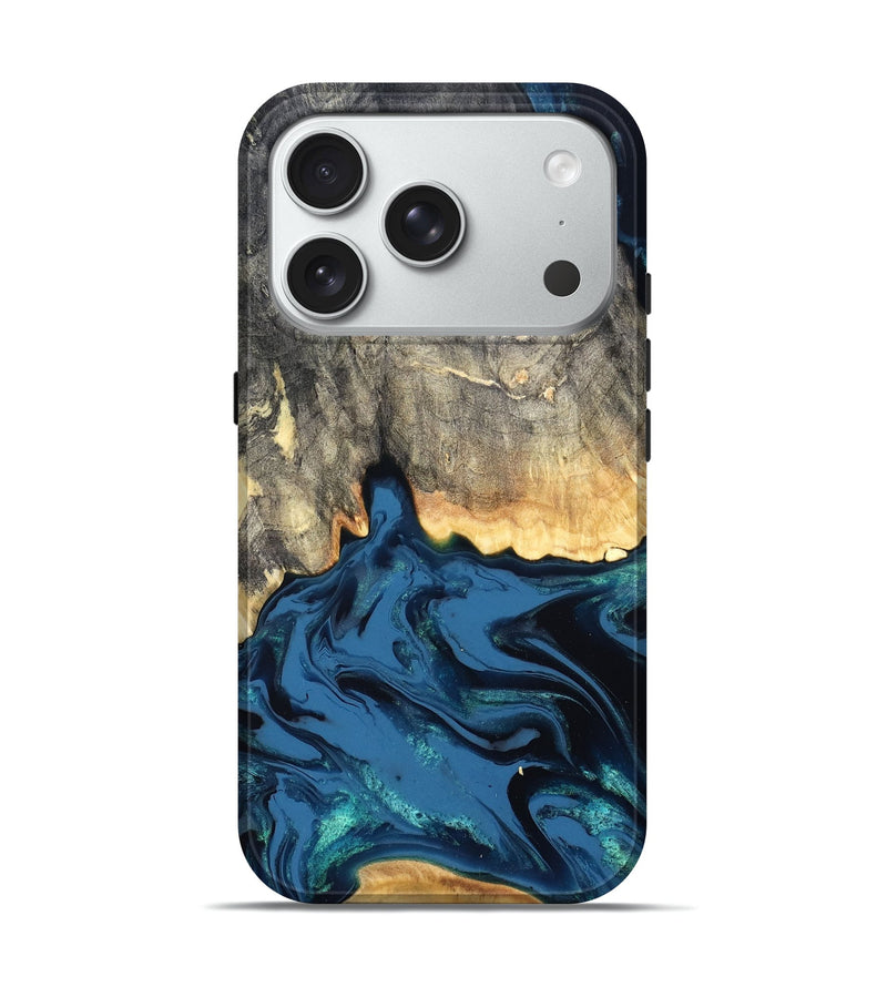 iPhone 18 Pro Wood Live Edge Phone Case - Makala (Blue, 827888)