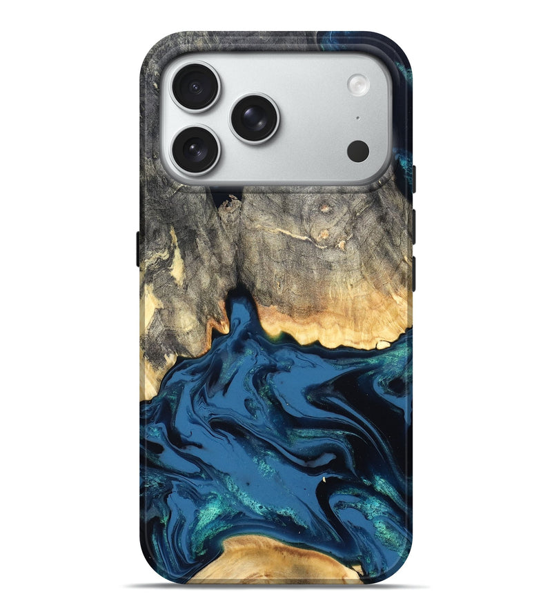 iPhone 18 Pro Max Wood Live Edge Phone Case - Makala (Blue, 827888)