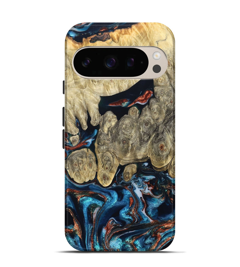 Pixel 10 Wood Live Edge Phone Case - Jeanie (Teal & Gold, 827890)