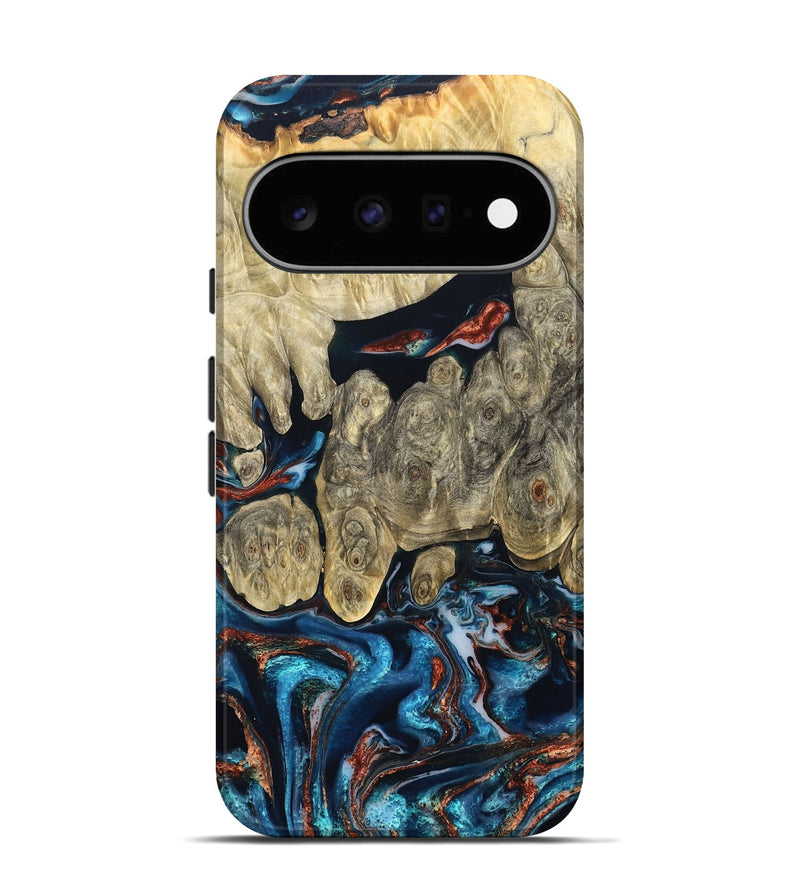 Pixel 11 Wood Live Edge Phone Case - Jeanie (Teal & Gold, 827890)