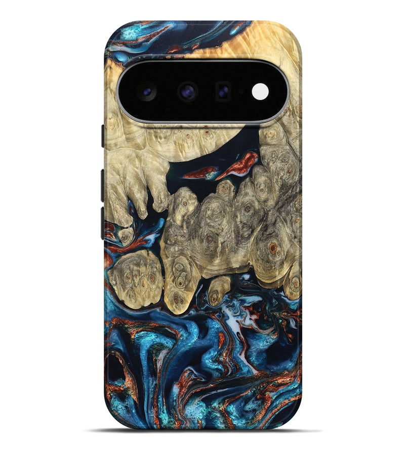 Pixel 11 Pro XL Wood Live Edge Phone Case - Jeanie (Teal & Gold, 827890)