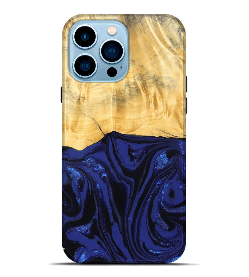 iPhone 14 Pro Max Wood Live Edge Phone Case - Meta (Blue, 827899)