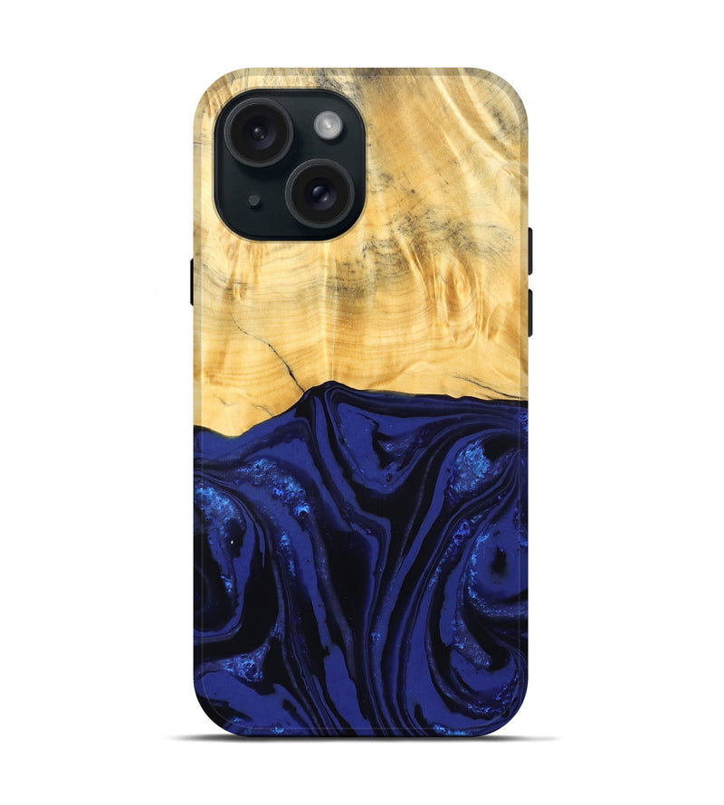 iPhone 15 Wood Live Edge Phone Case - Meta (Blue, 827899)