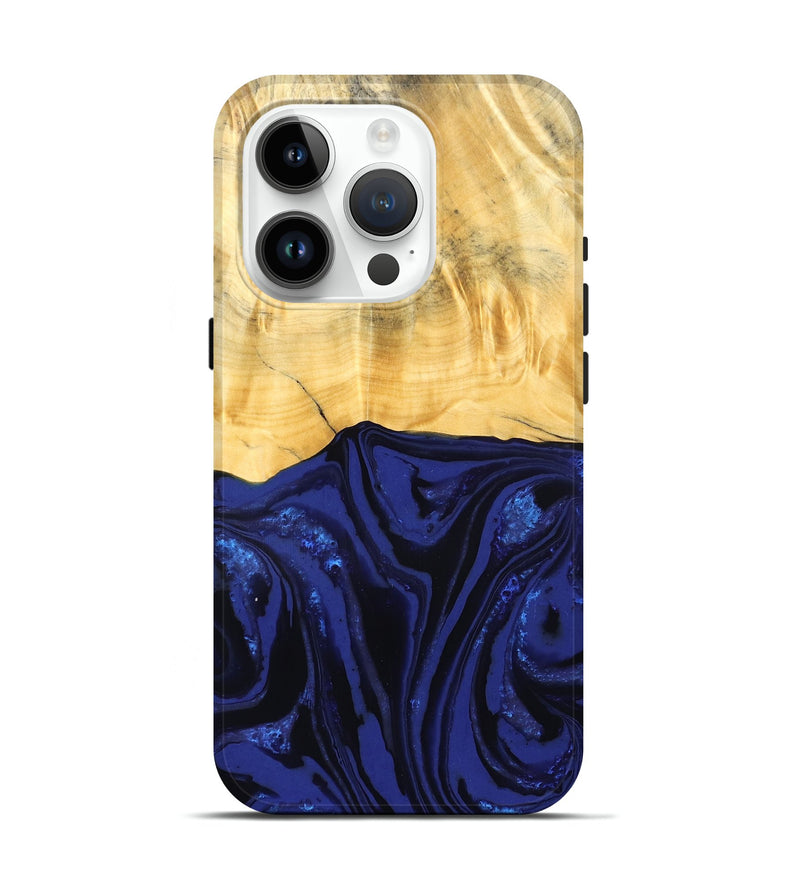 iPhone 15 Pro Wood Live Edge Phone Case - Meta (Blue, 827899)