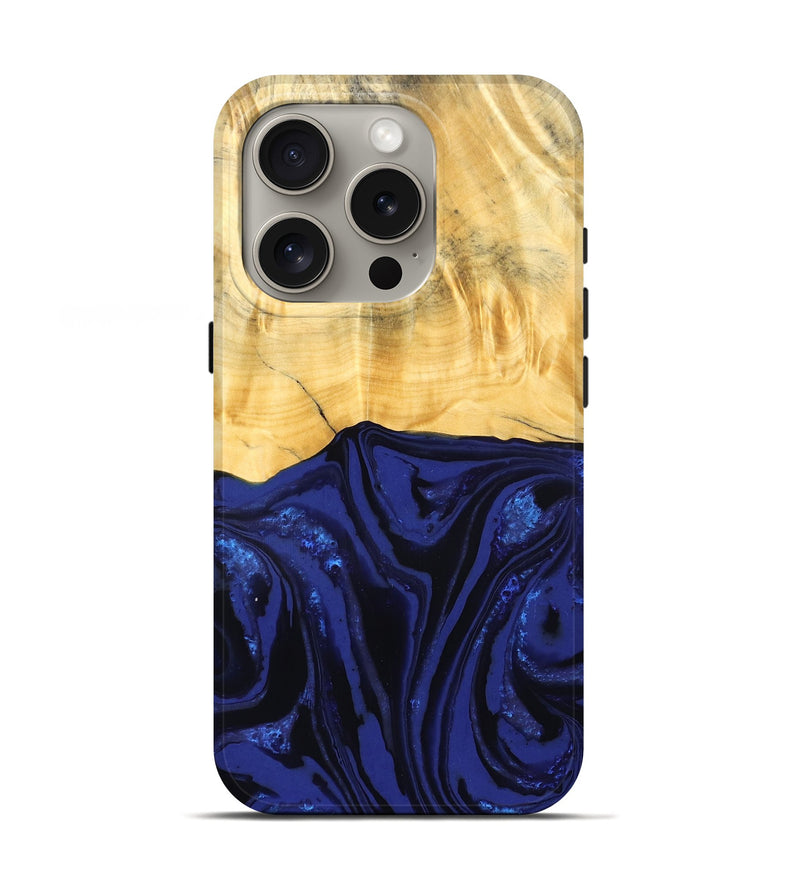 iPhone 16 Pro Wood Live Edge Phone Case - Meta (Blue, 827899)