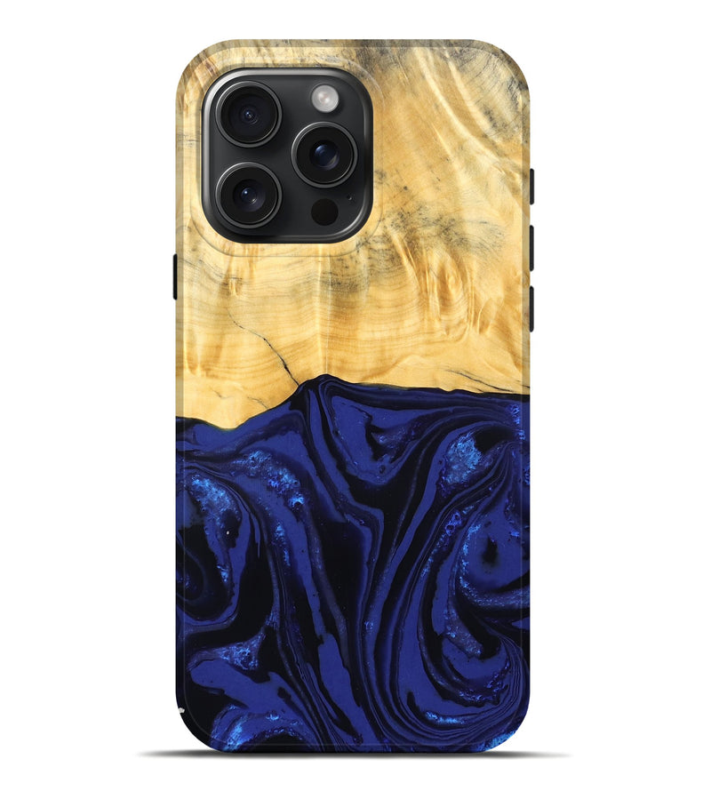 iPhone 16 Pro Max Wood Live Edge Phone Case - Meta (Blue, 827899)