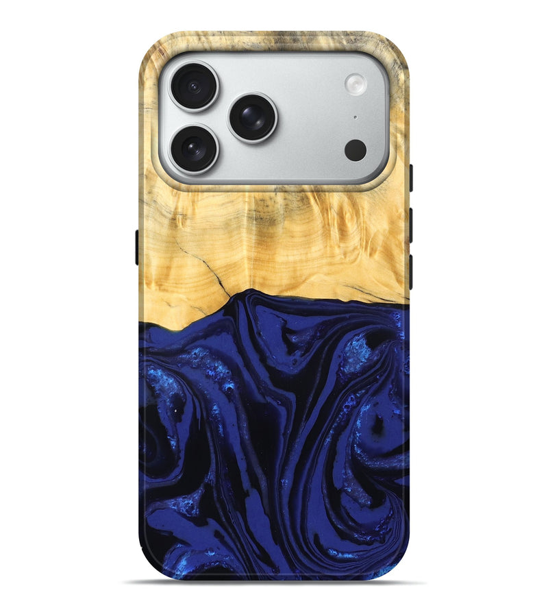 iPhone 18 Pro Max Wood Live Edge Phone Case - Meta (Blue, 827899)