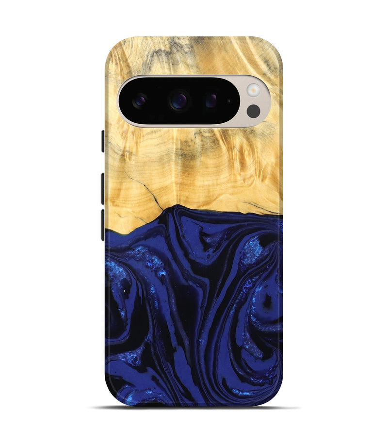Pixel 10 Wood Live Edge Phone Case - Meta (Blue, 827899)