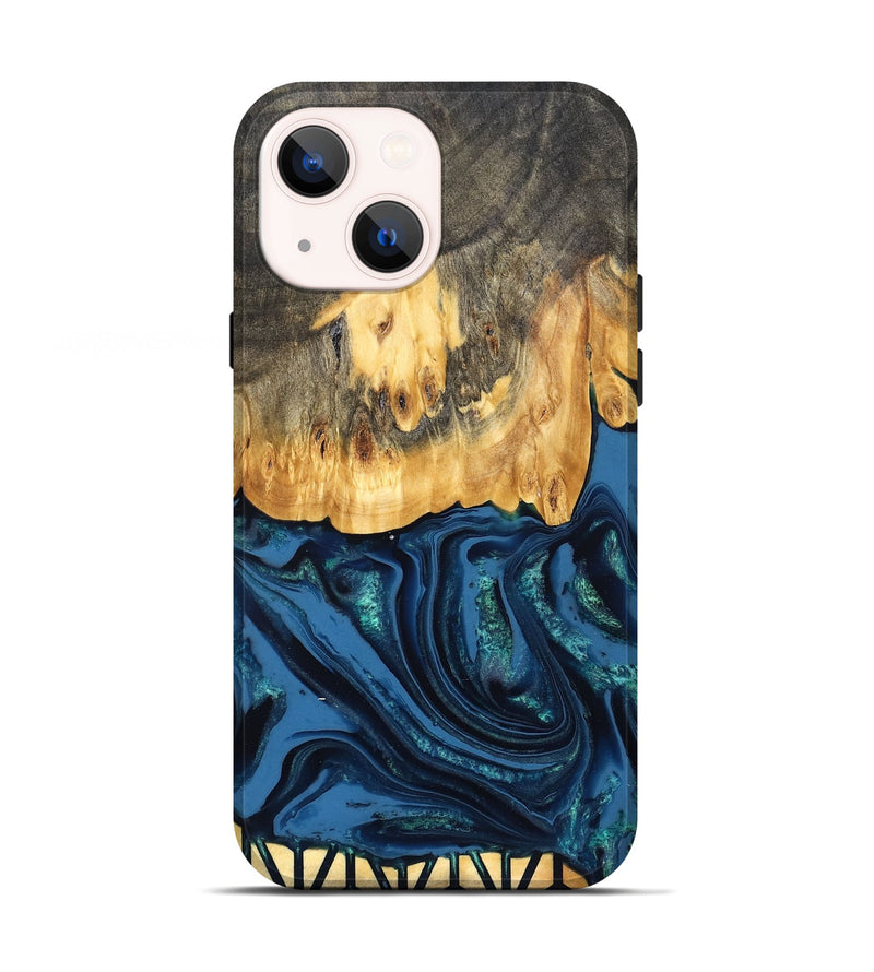 iPhone 13 Wood Live Edge Phone Case - Westyn (Blue, 827901)